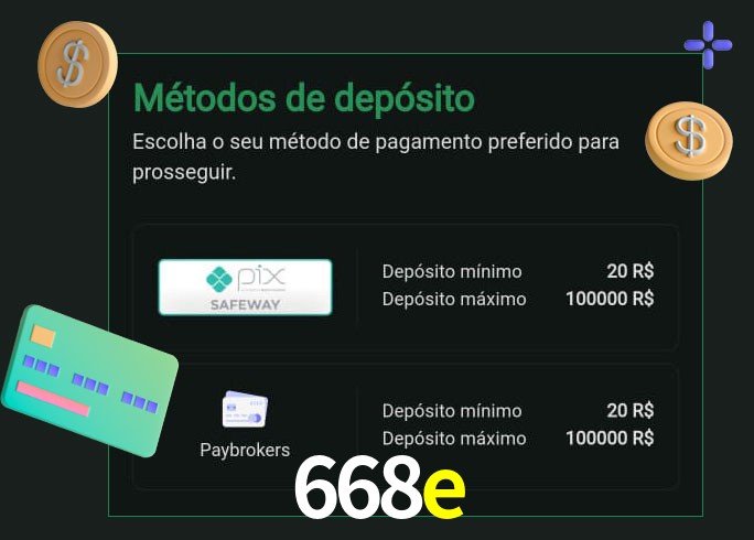 O cassino 668e oferece uma grande variedade de métodos de pagamento